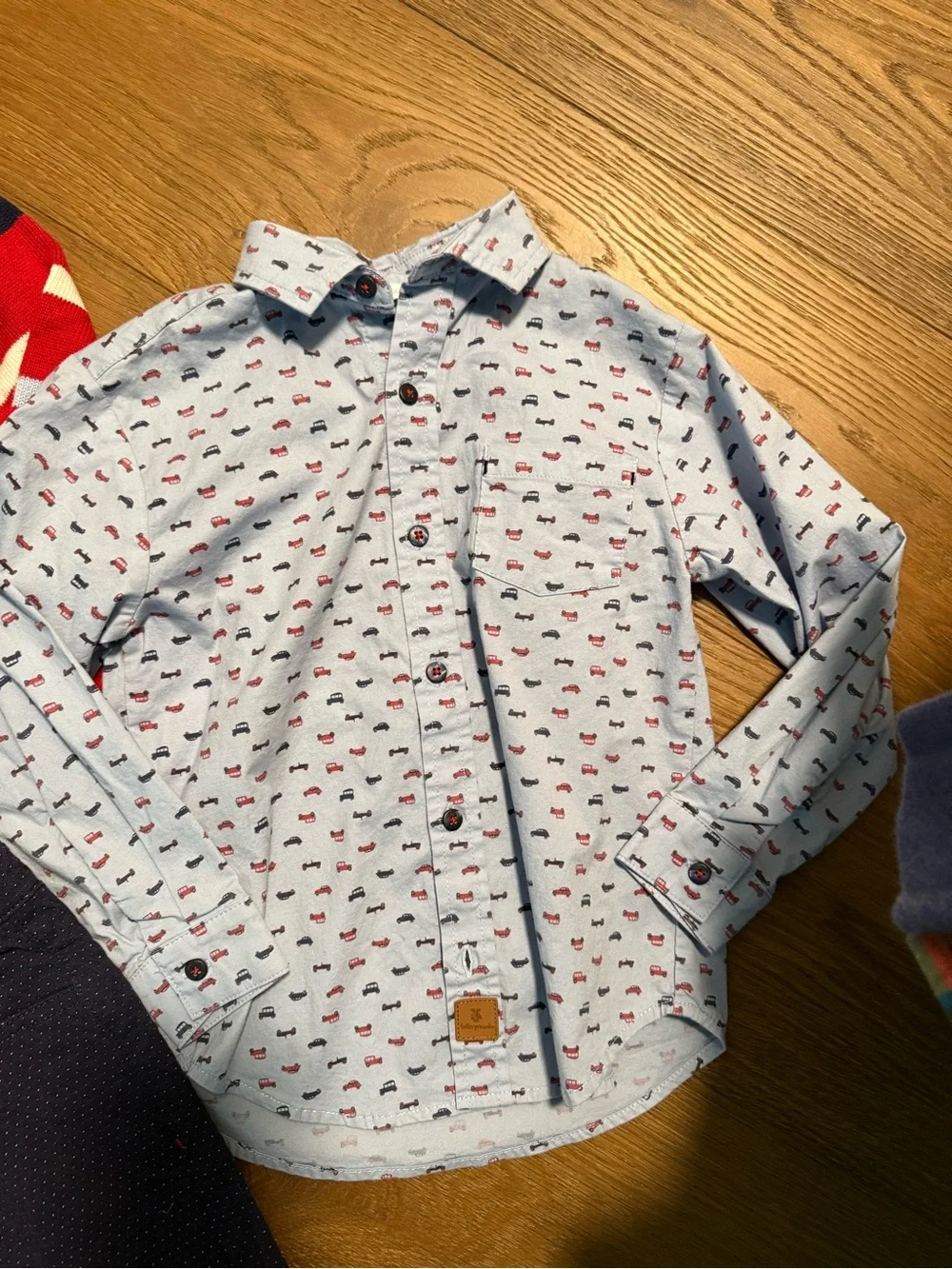 Tutto Piccolo Shirt, Sweater and Two Pant Set with Car Motif